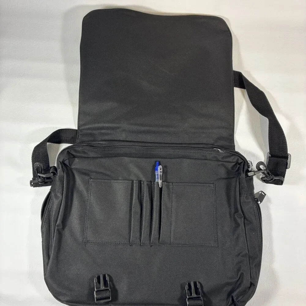 Liberty Bags 1012 Black Expandable Briefcase Messenger Shoulder Work Travel Case